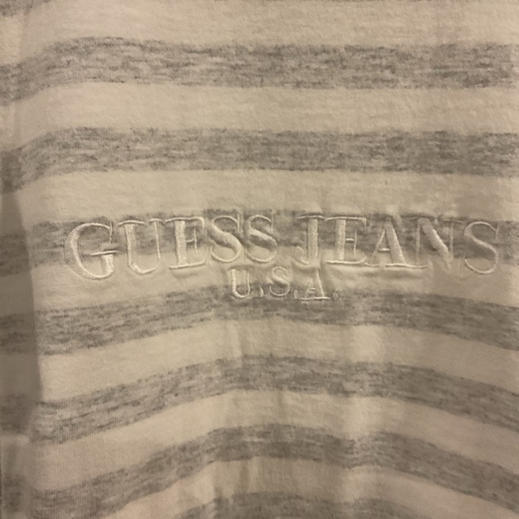 Vintage Guess Jeans USA Embroidered Stripe Tee Made USA Cotton Size M - Picture 2 of 6